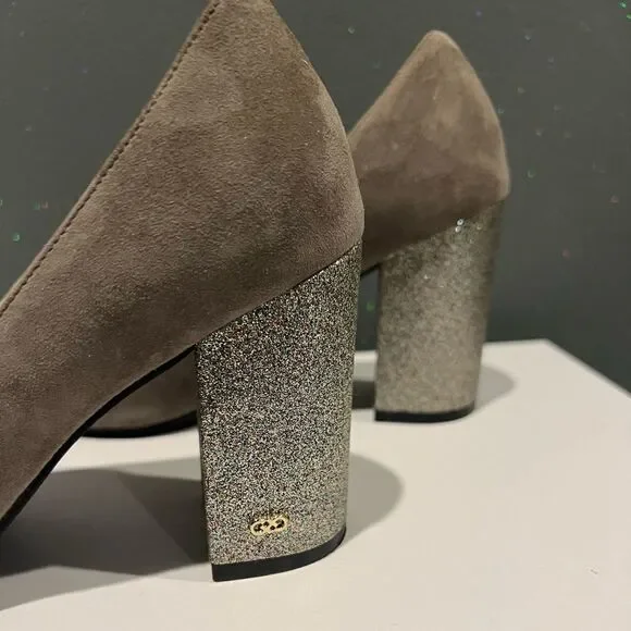 Cole Haan Alanna Suede Glitter heel pumps Grey size 6